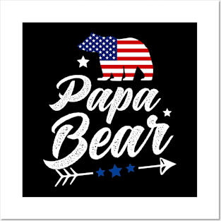 Papa Bear Patriotic Flag Matching 4th Of July Posters and Art